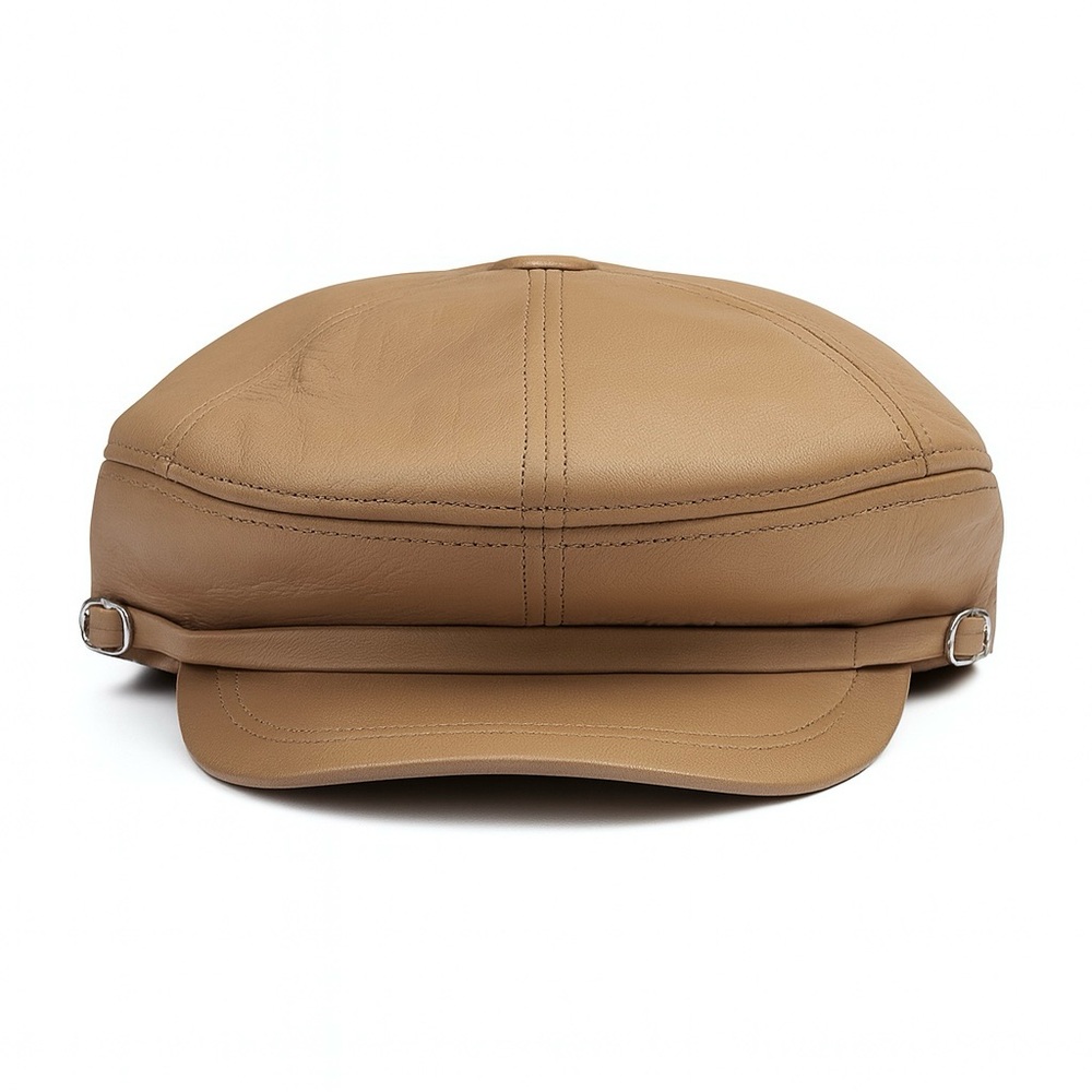 Leather Flat Cap Men's Newsboy Hat Cabbie Beret Real Leather Hat | Ascot Hat